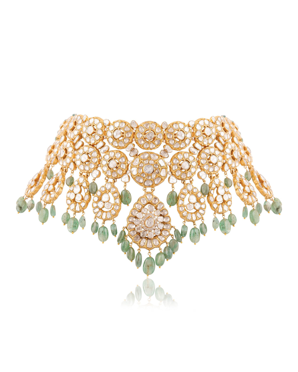 Kanisha Choker And Tanisha Long Earrings Polki And Diamond Set