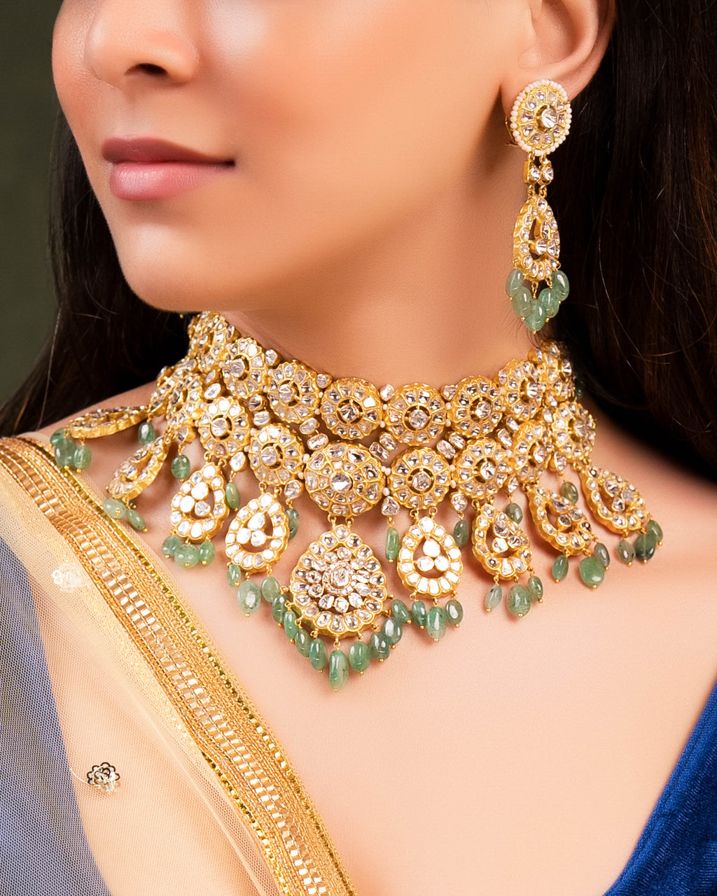 Tanisha Polki Long Earrings