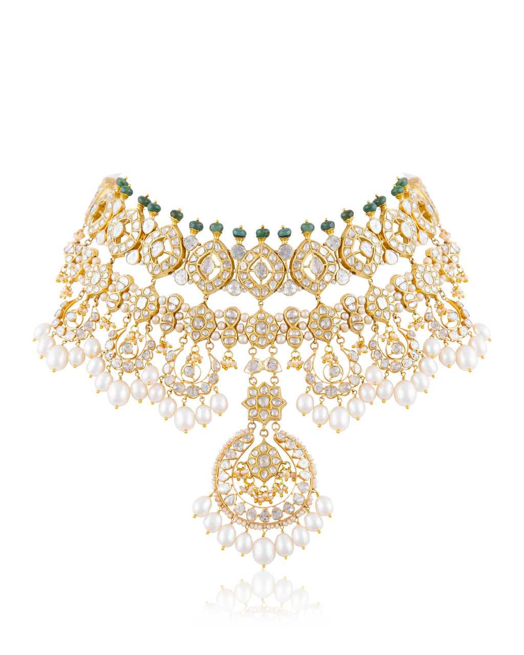 Anaita Necklace And Sakshi Chandbalis Polki Set