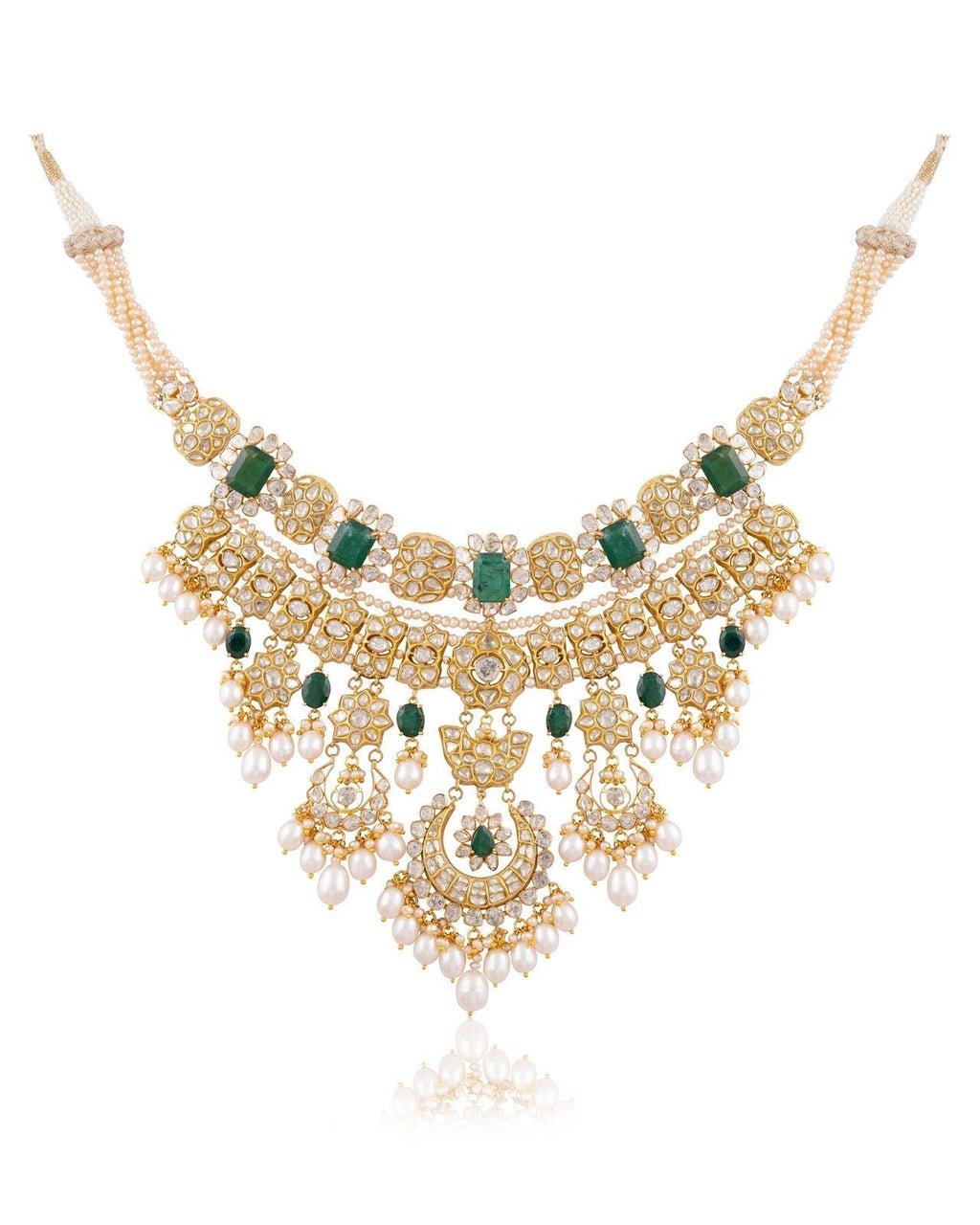Mitra Necklace And Maitri Chandbalis Polki Set