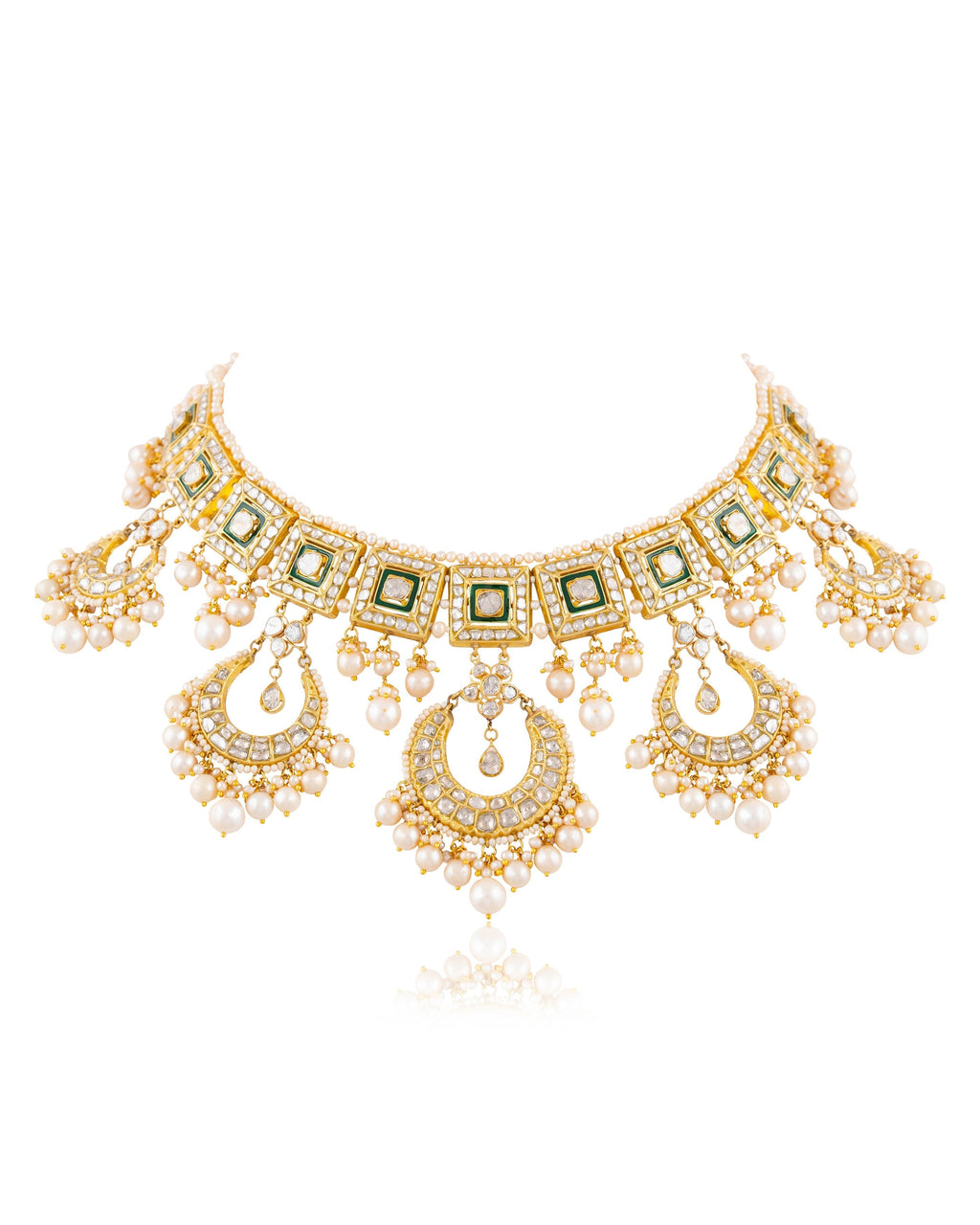 Samara Necklace And Parisha Chandbalis Polki Set