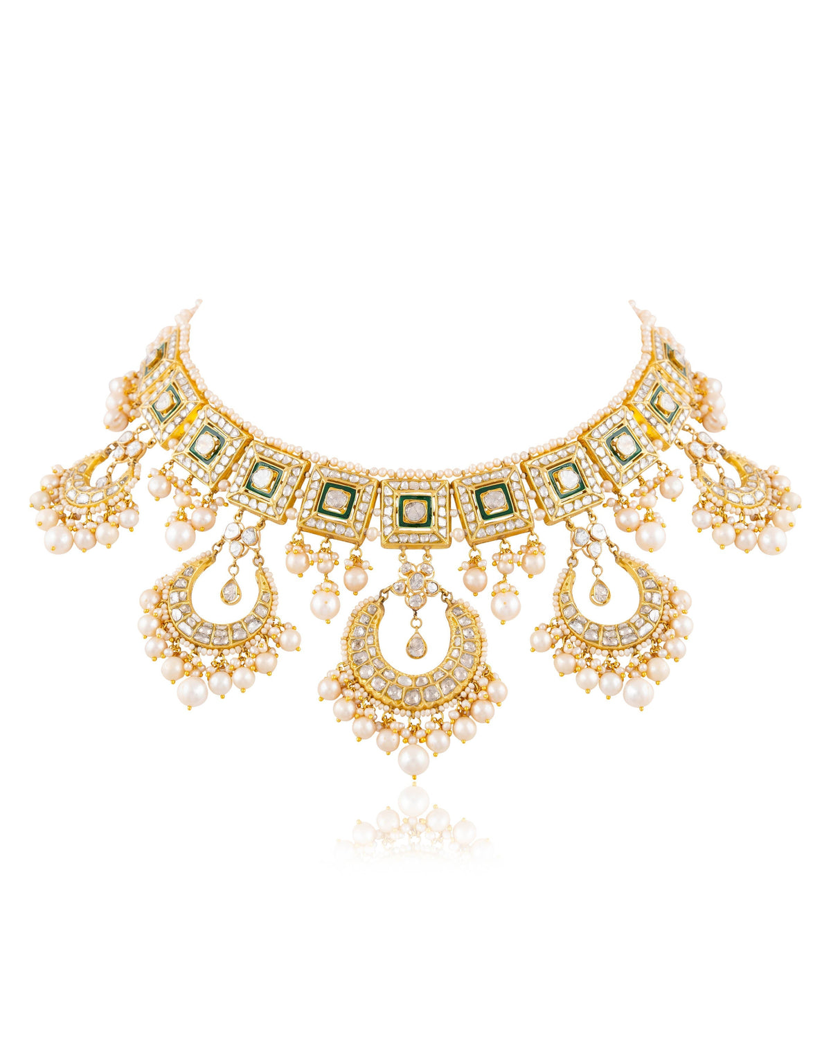Samara Necklace And Parisha Chandbalis Polki Set
