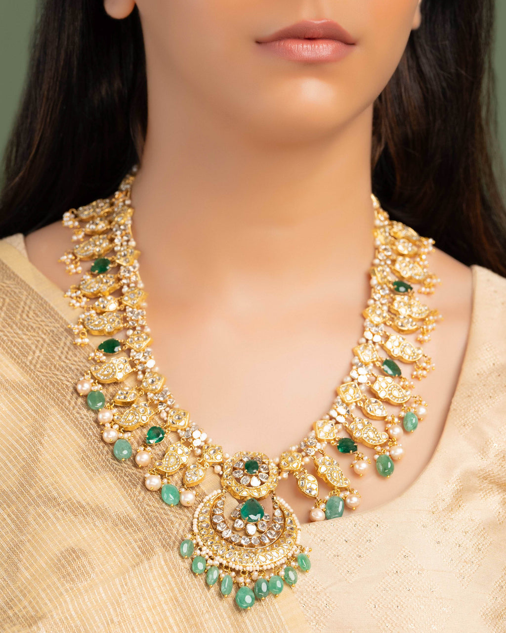 Zadie Polki And Diamond Long Necklace
