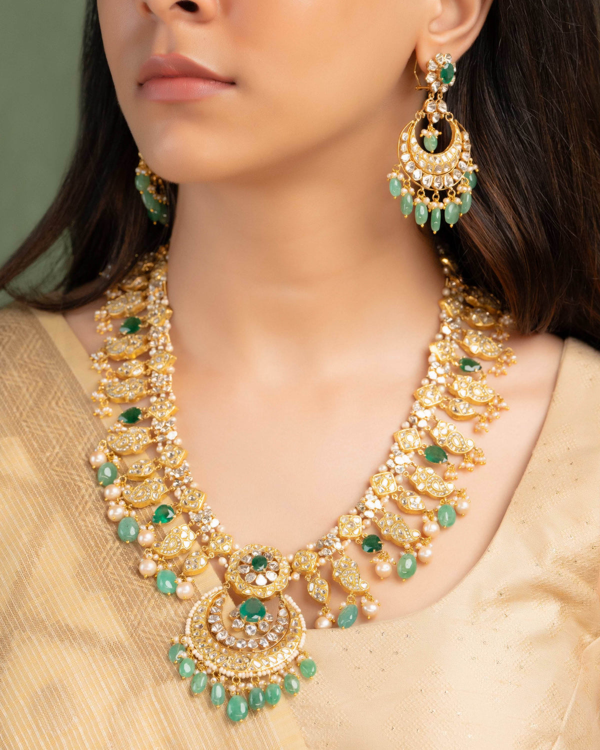 Zadie Polki And Diamond Long Necklace