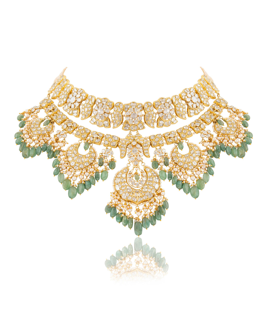Hina Necklace And Diya Chandbalis  Polki And Diamond Set