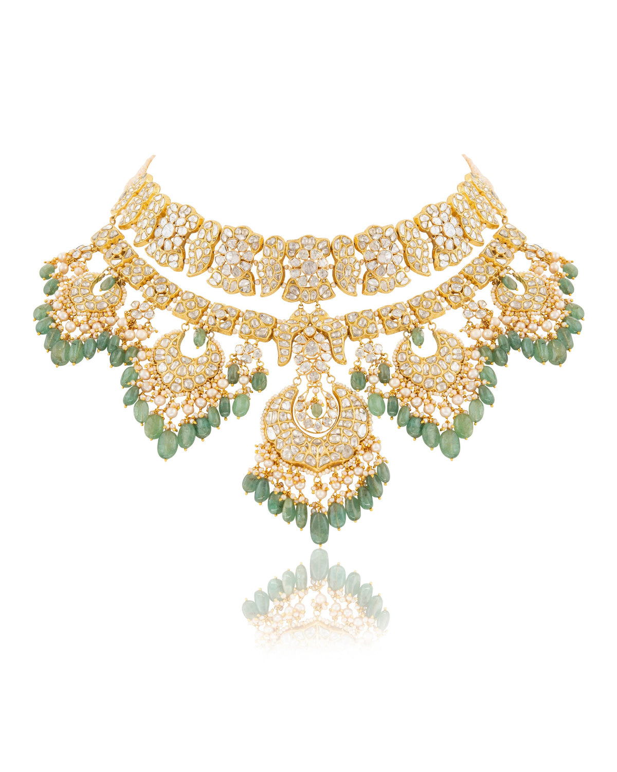 Hina Necklace And Diya Chandbalis  Polki And Diamond Set