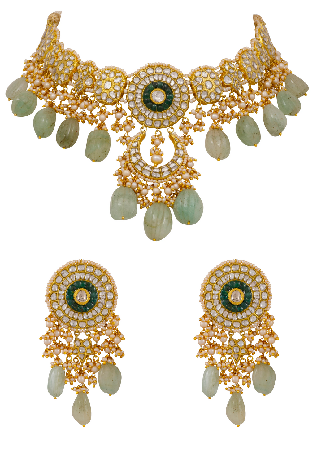 Musha Necklace and Vasanti Earrings Polki Set