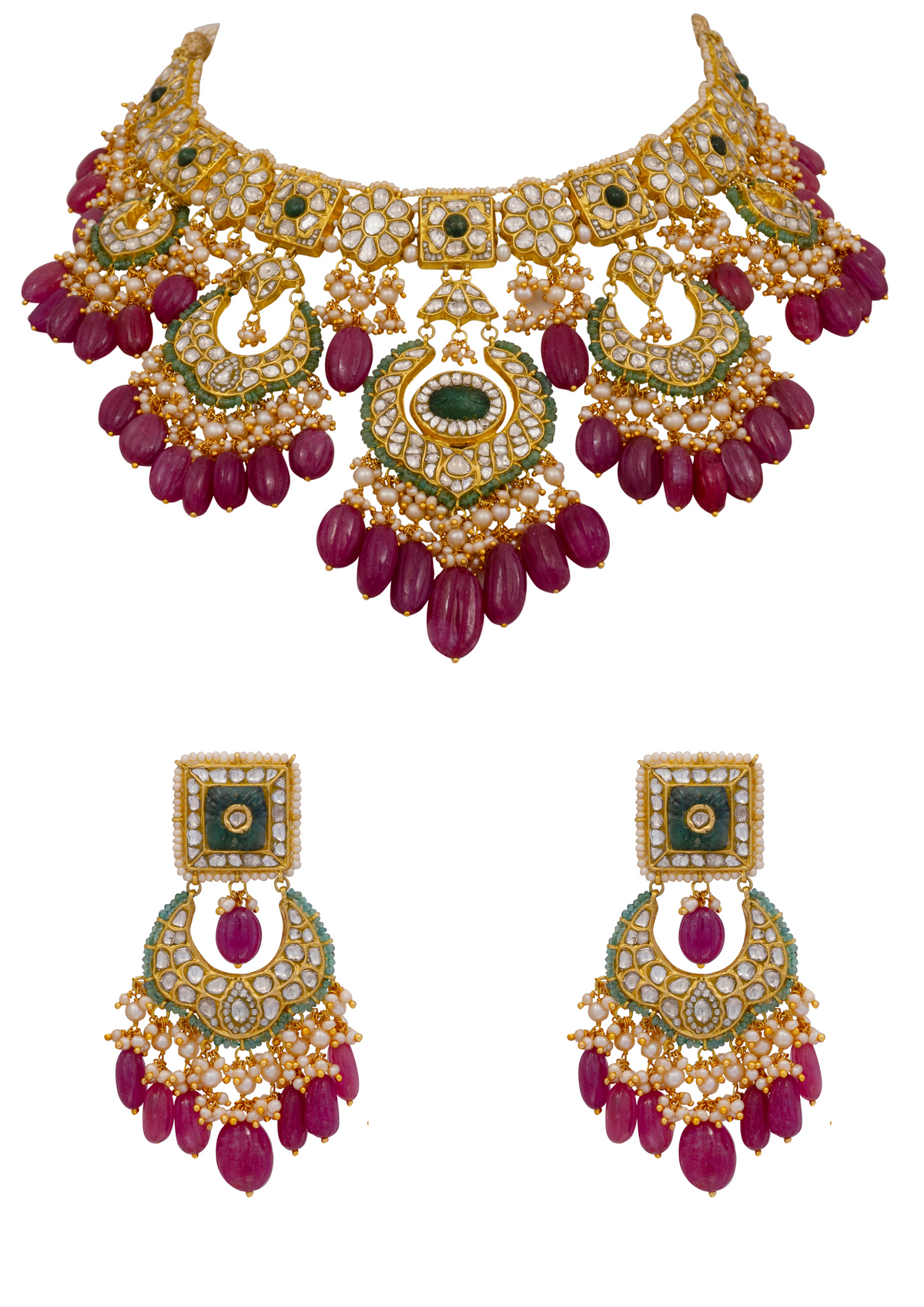 Simpi Necklace and Deeya Chandbalis Polki Set