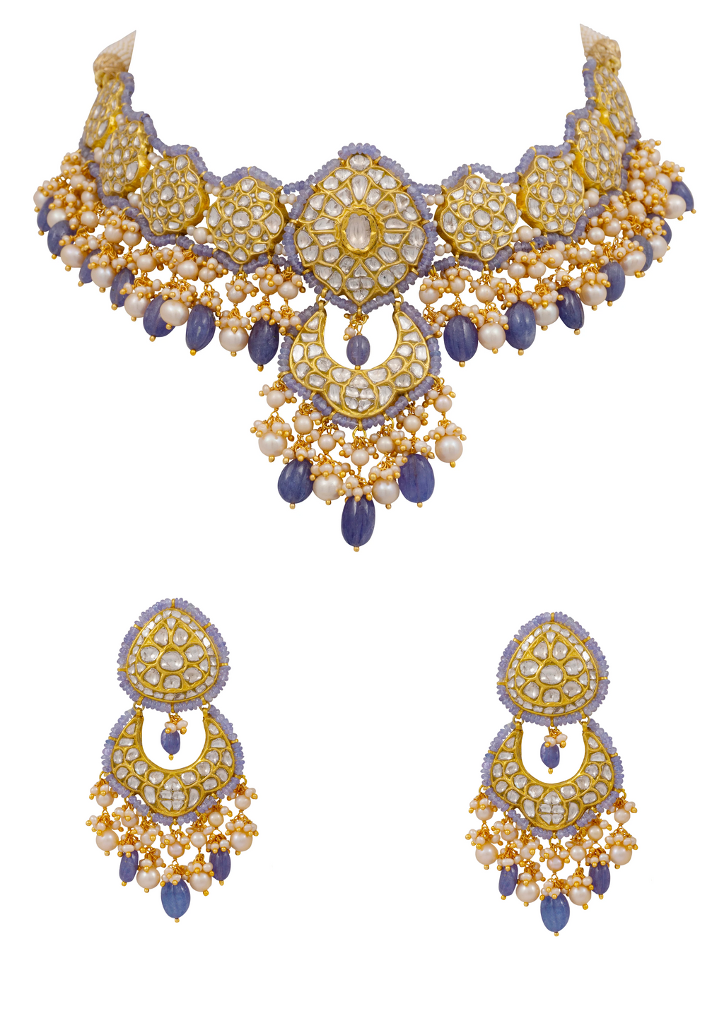 Chaitania Necklace and Anjali Chandbalis Polki Set