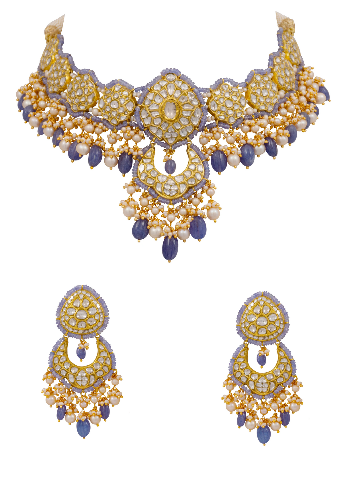 Chaitania Necklace and Anjali Chandbalis Polki Set