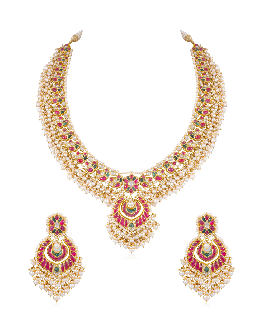 Ratna Long Necklace And Brinda Chandbalis Polki Set
