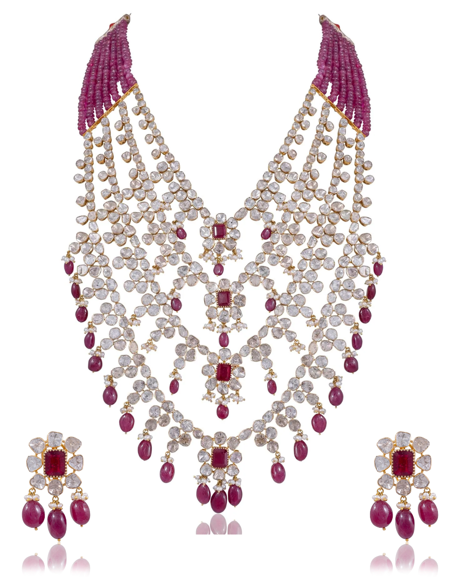 Kajol Long Necklace And Kashvi Tops Polki Set