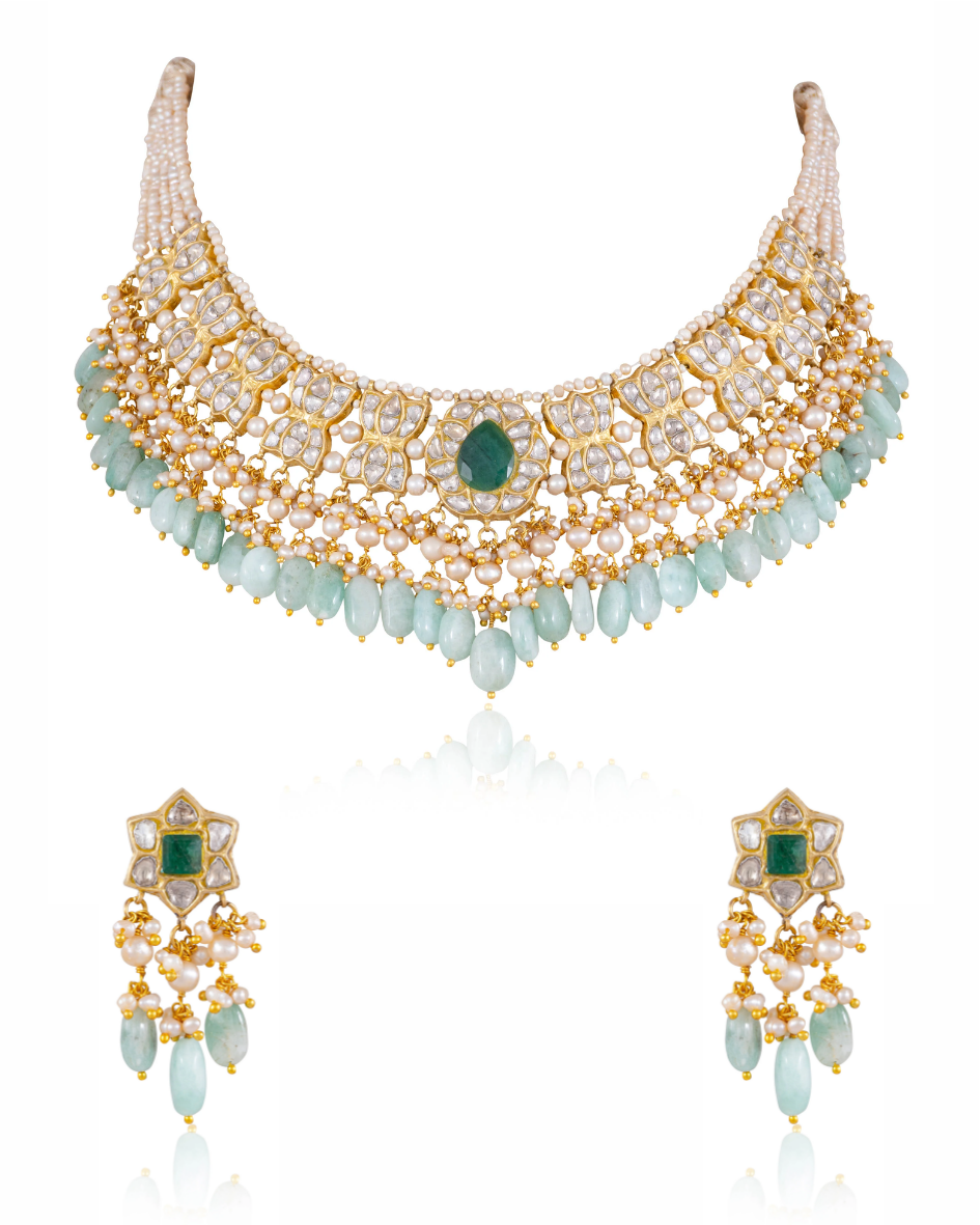 Laiba Necklace And Leena Tops Polki Set