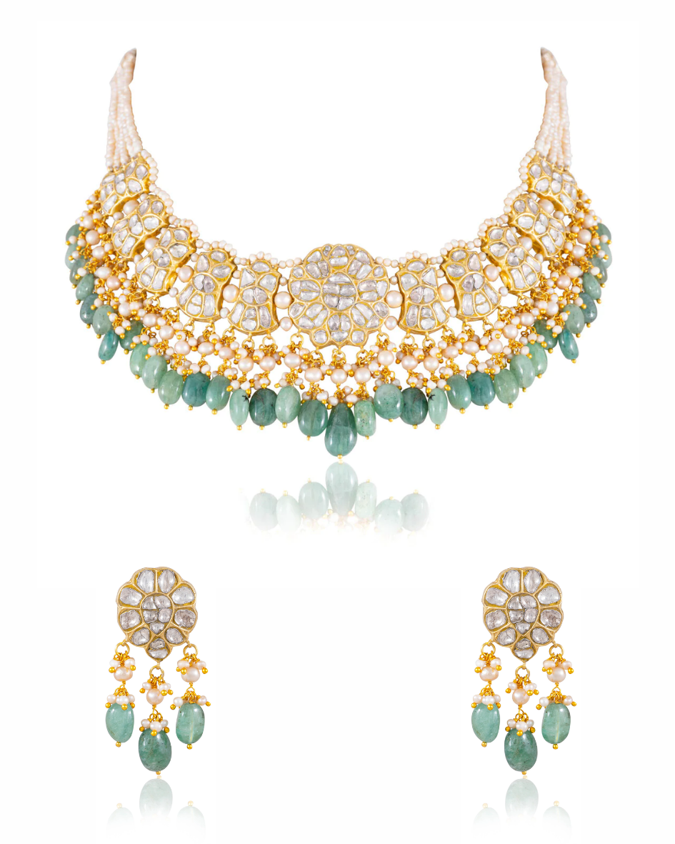 Vrutika Necklace And Stuti Tops Polki Set