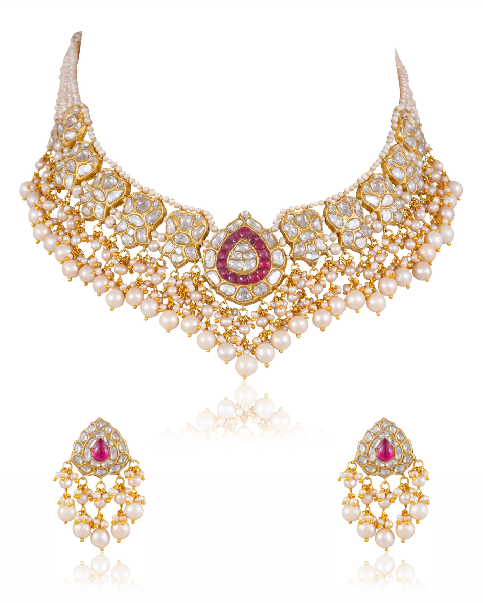 Meghna Necklace And Premna Tops Polki Set