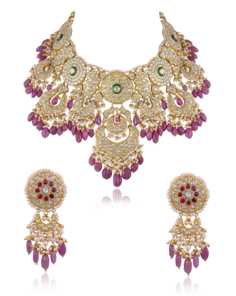 Srishti Necklace And Olisah Chandbalis Polki Set