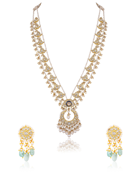 Weronika Long Necklace And Muskan Tops Polki Set