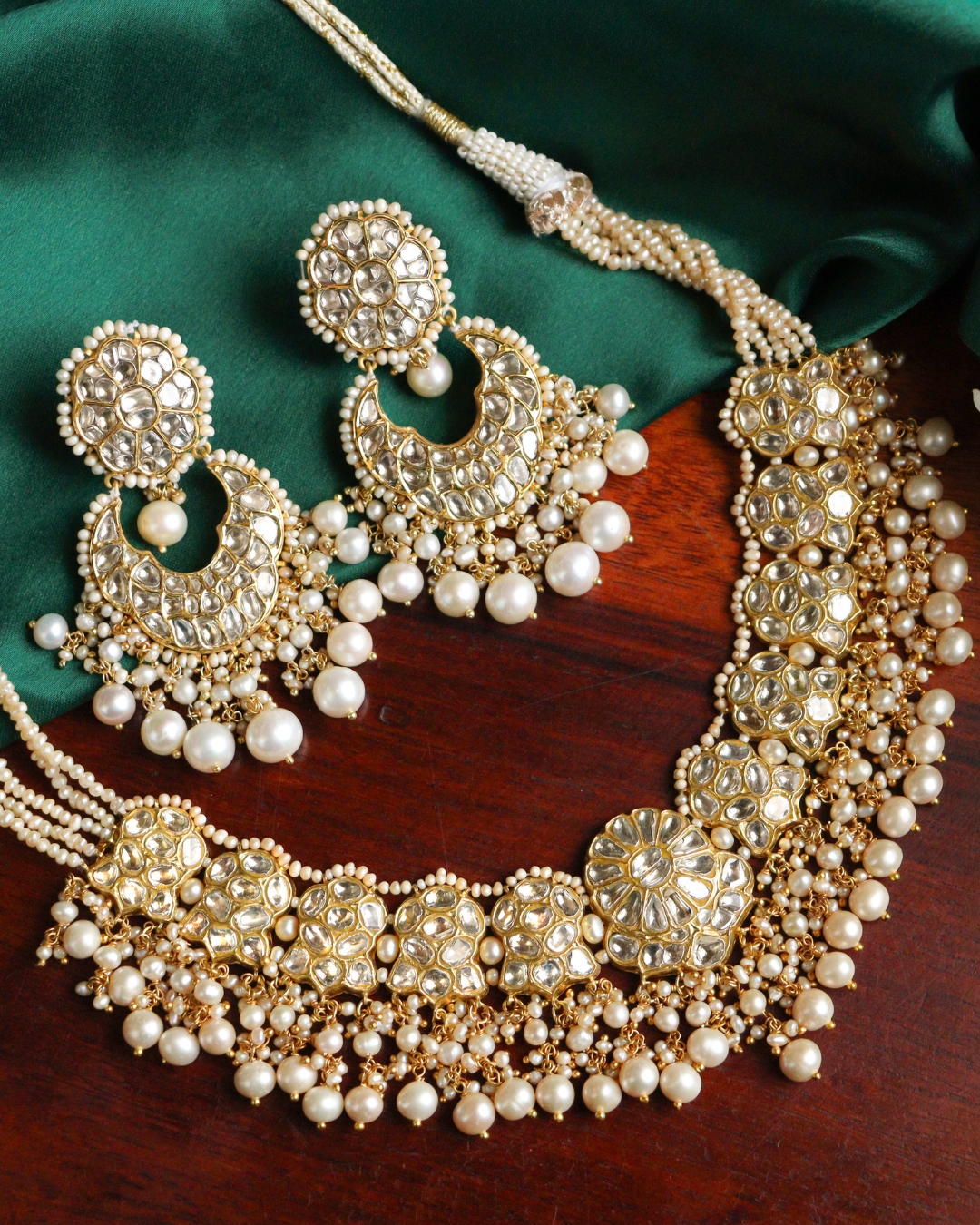 Saira Necklace And Ayesha Chandbalis Polki Set