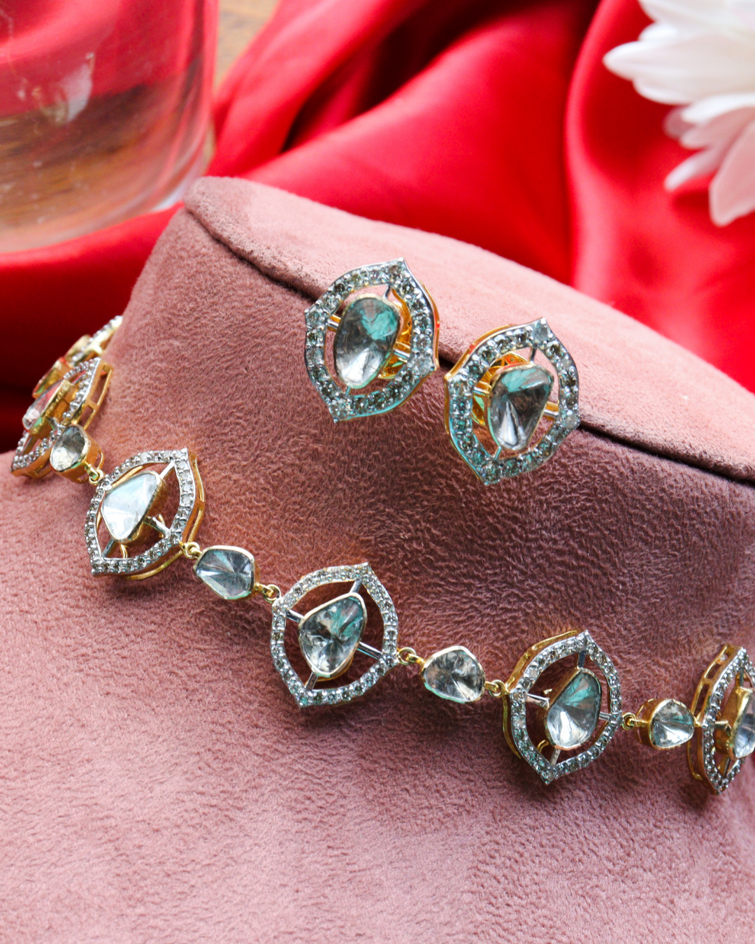 Gauri Choker And Asmitha Tops Polki And Diamond Set