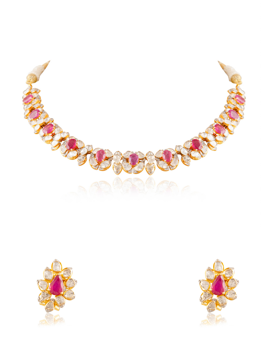 Mohina Necklace And Manasvi Tops Polki And Diamond Set