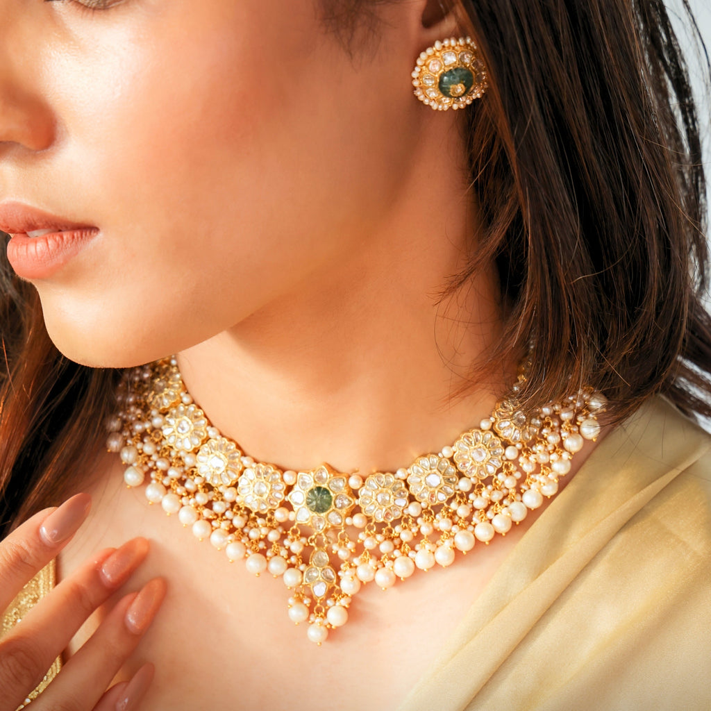 Rashi Necklace And Rutuja Tops Polki Set