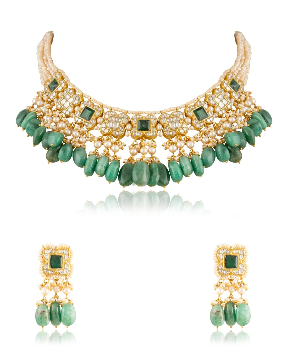 Saira Necklace And Shia Tops Polki Set