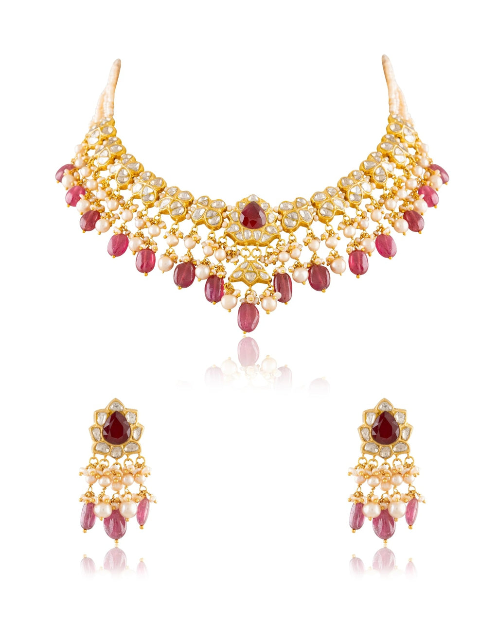 Shayna Necklace And Sancheti Tops Polki Set