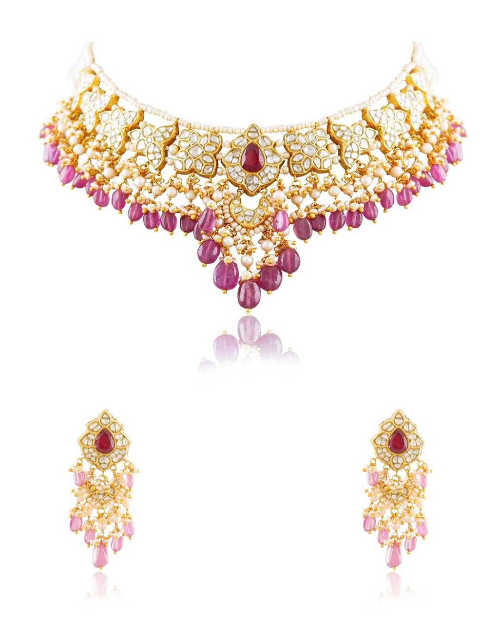 Meena Necklace And Laira Tops Polki Set