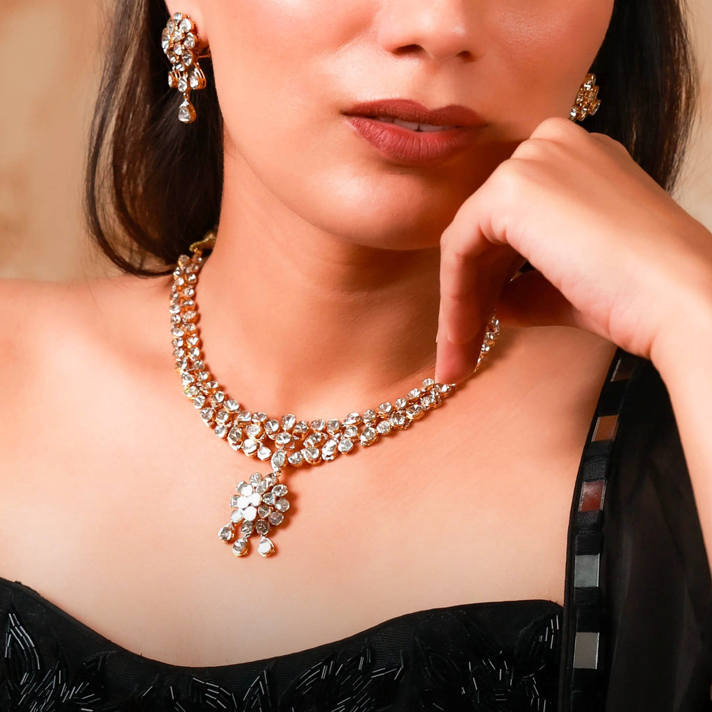 Zeesha Necklace And Zunaira Tops Polki And Diamond Set